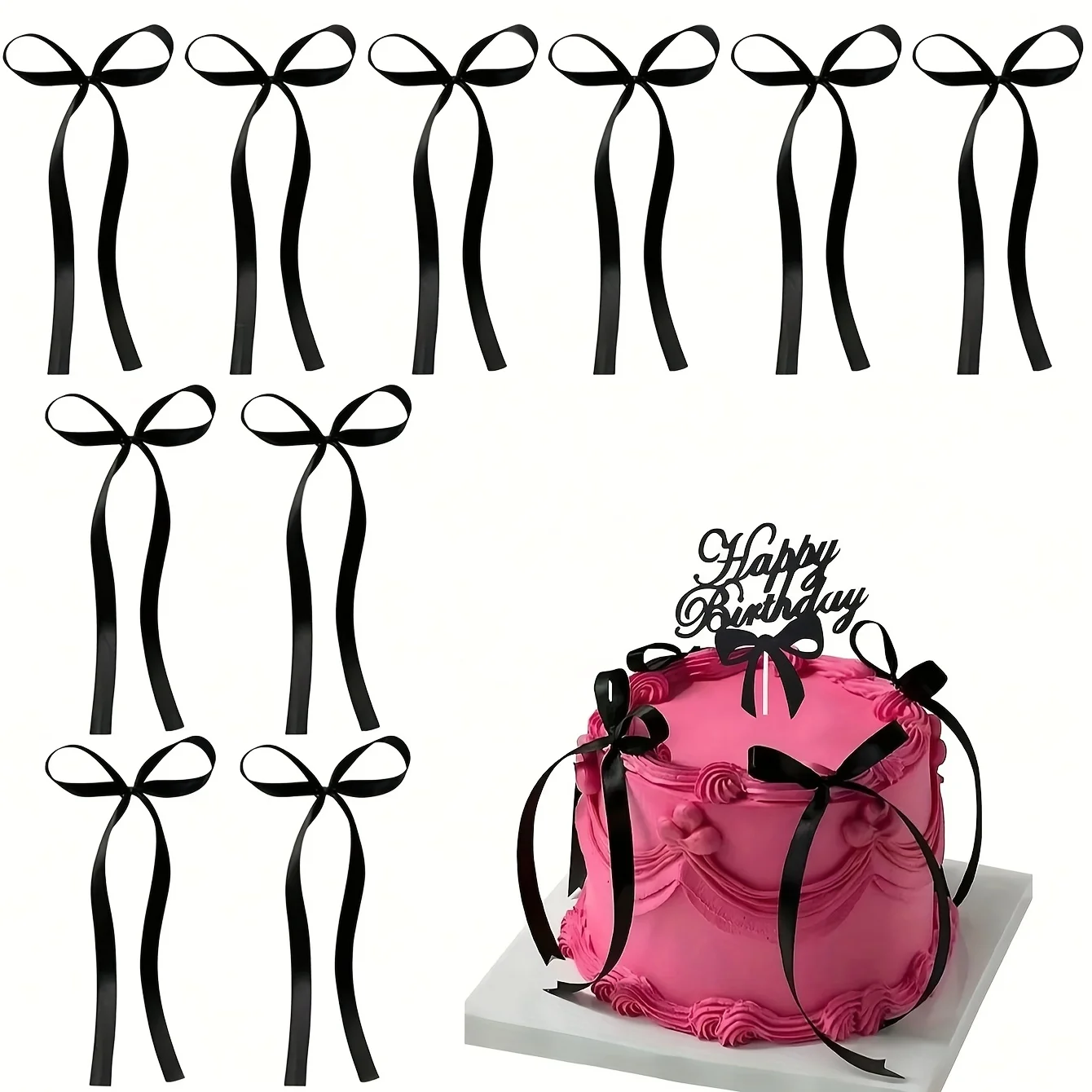 

Набор топеров для торта с черным бантом