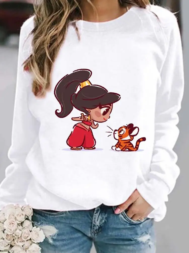 

Модные пуловеры с принтом принцессы, праздничный мультяшный Женский Повседневный стильный трендовый милый Женский свитшот с графическим принтом на осень и весну