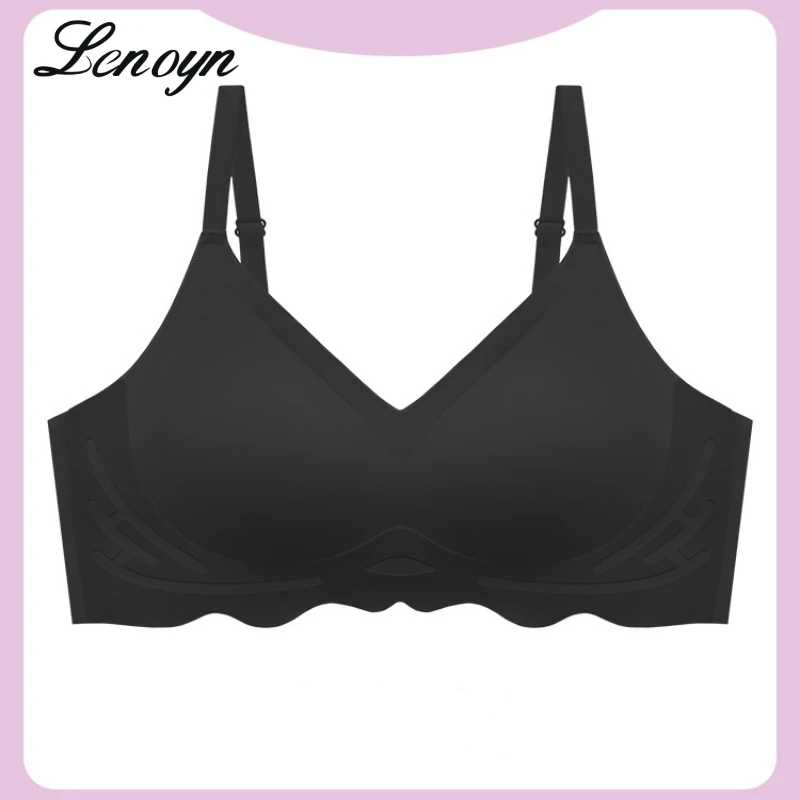 

Lenoyn 2023 нижнее белье для женщин, с маленькой грудью, с воротником, с защитой от провисания, однотонный, с гладкой поверхностью, спортивный бюстгальтер без стальных колец