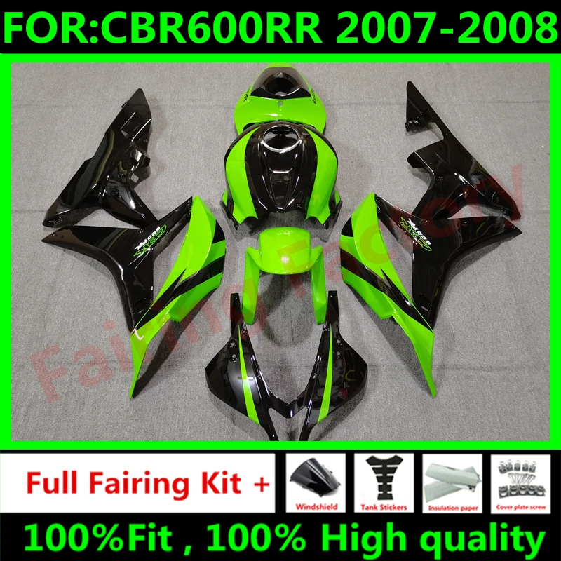 

Новый комплект обтекателей для мотоцикла ABS для CBR600RR F5 2007 2008 CBR600 RR CBR 600RR 07 08 полный обтекатель для кузова зеленый черный