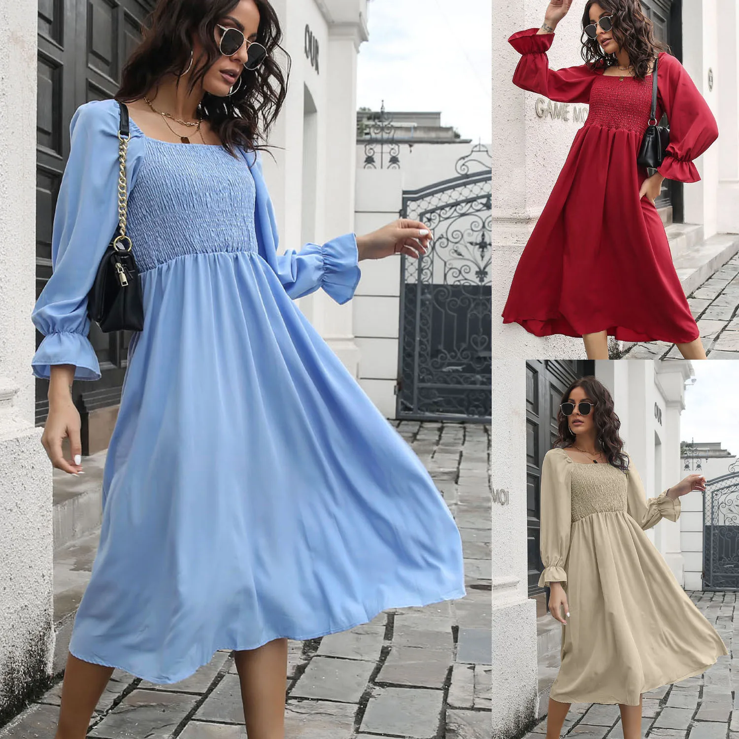 

Autumn Dresses Vestidos Elegantes Para Mujer Maxi Dress Vestido Feminino Vintage Clothes for Women Clothing Fashion Skirts Ropa