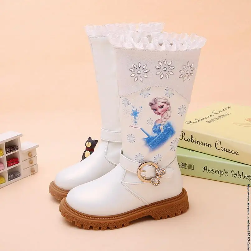 Bottes en cuir Elsa pour adolescentes  chaussures d'hiver pour bébés filles  bottes de Cosplay reine