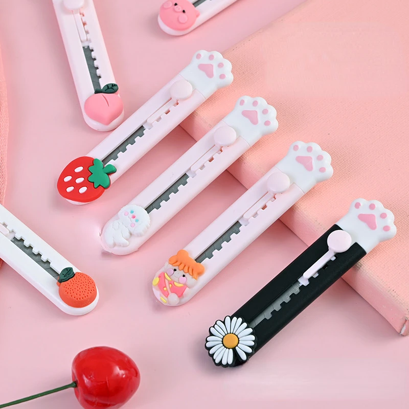 

1pc Mini Utility Knife Express Box Cutter Cute Pink Cat Paw Envelope Opener Knife Student Stationery Office Supplies DIY Tools
