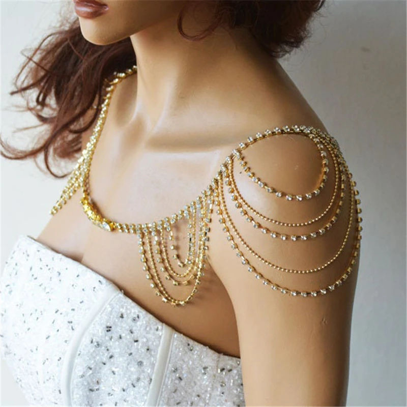 

Новая роскошная многослойная цепочка стразы на плечо для женского помолвочного ужина с супер сверкающими кристаллами цепочка накидка аксе...