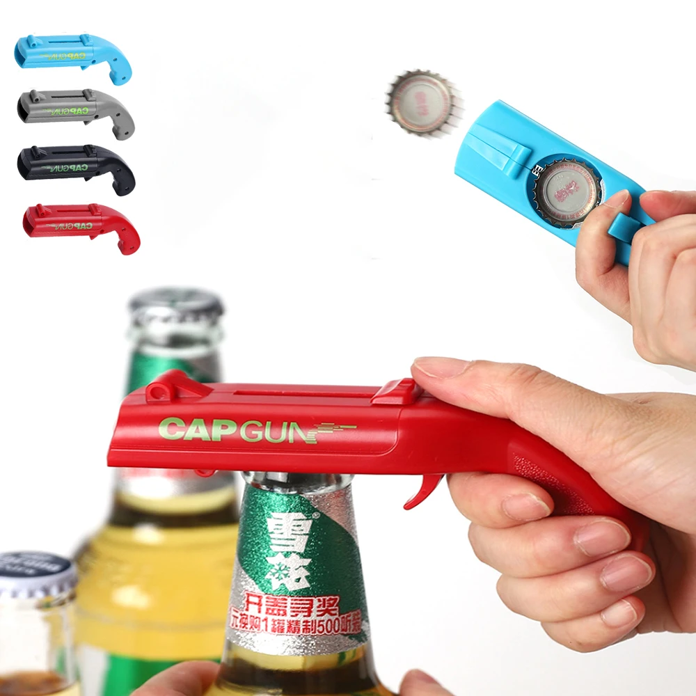 

Cap Gun Beer Opener Bottle Flying Cap Launcher Shooter Party Drinking Game Toy Kitchen Gadget Bar Accessories destapador pistola