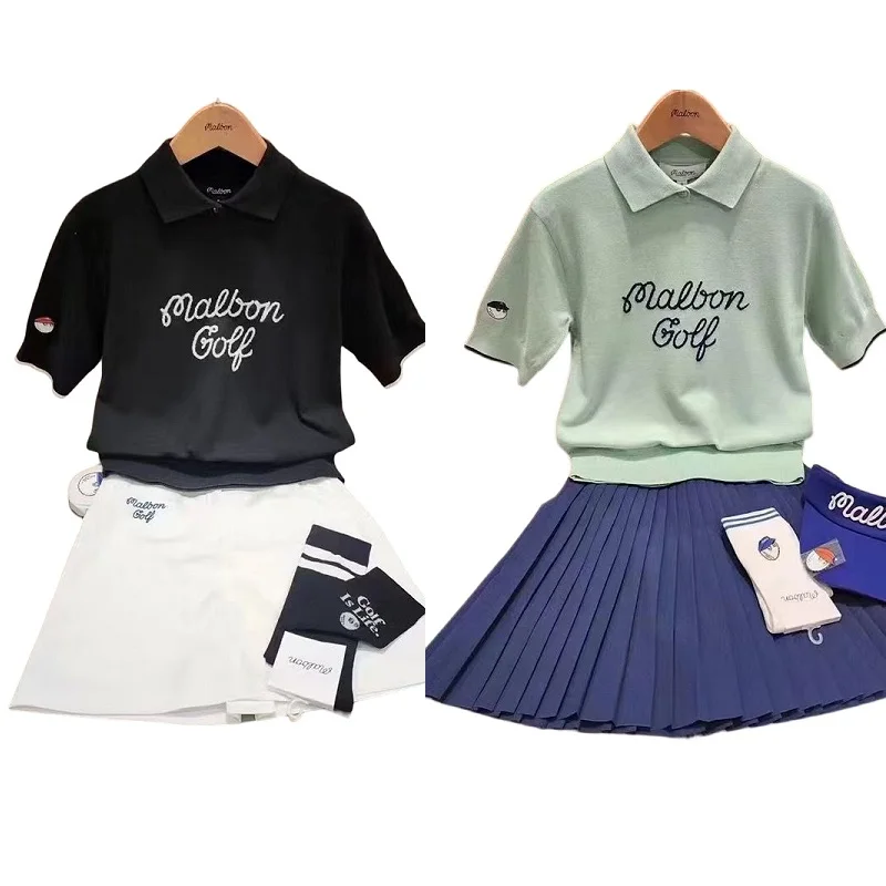 

Golf Wear Women Long Sleeves Malbon Golf Polo Shirt Thin Skin Friendly Casual Versatile Knitted 2023 New