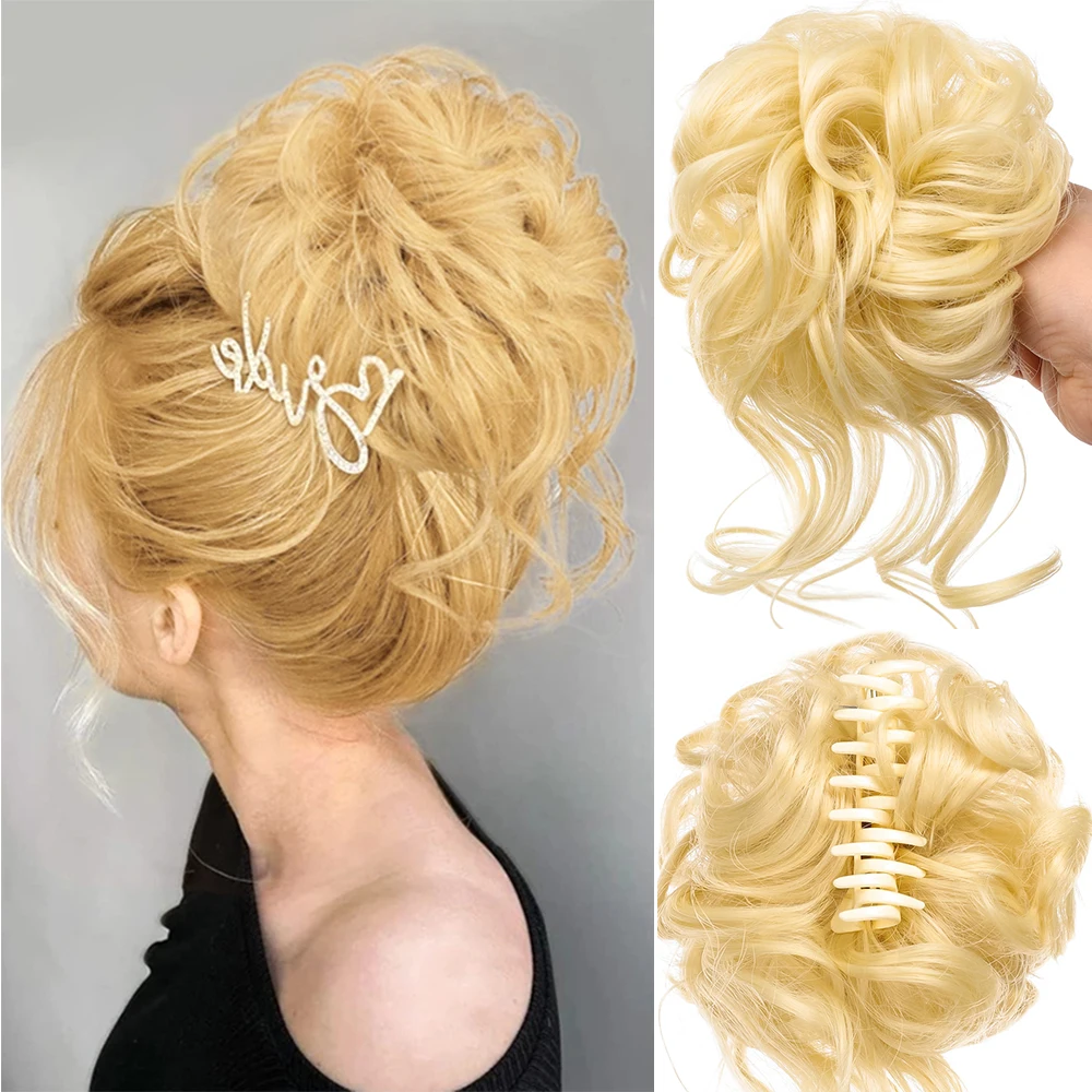 

Messy Synthetic Curly Hair Bun Comb Chignon With Hair Claw Clip-on In Natural Fake Hair Pieces For Women Hairpieces