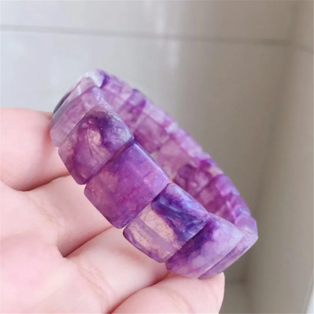 

Натуральный фиолетовый браслет Charoite, браслет для женщин и мужчин, подарок для влюбленных, бусины 16x11 мм, красивый кристалл, камни, искусствен...