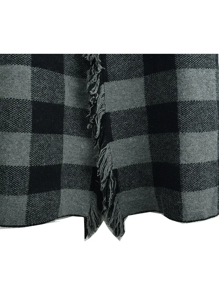 XITAO клетчатый кардиган с кисточками в стиле пэчворк карманный круглым вырезом и