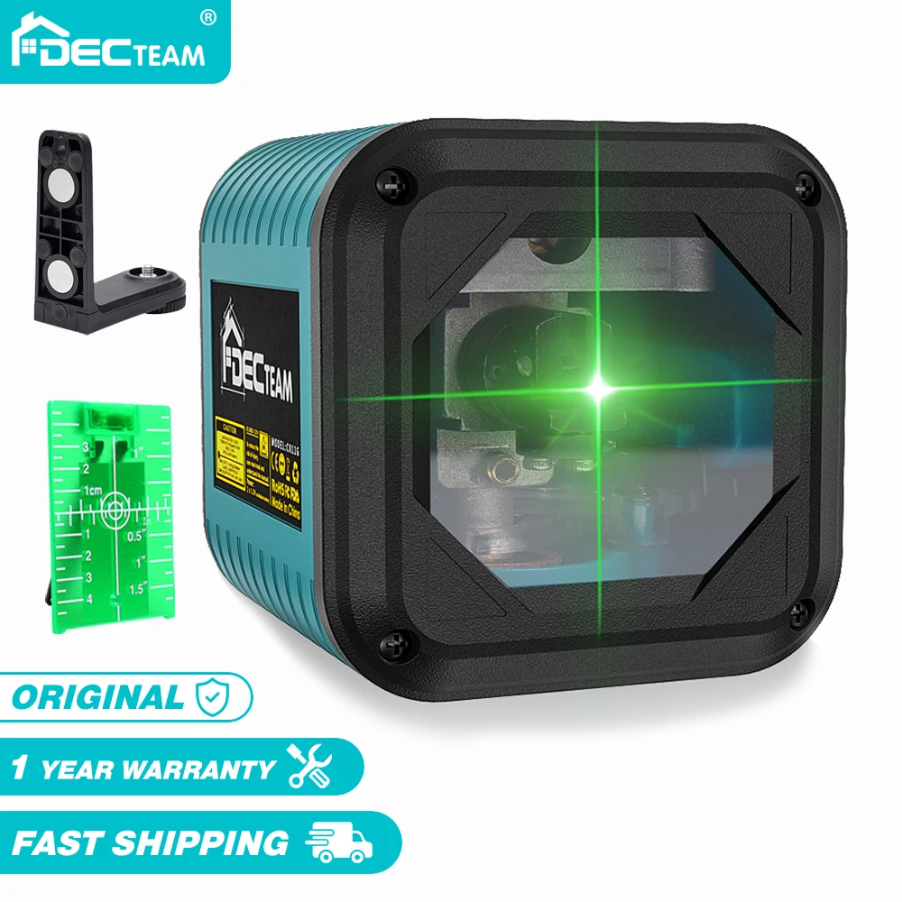 

Decteam 2 Lines Osram Laser Level Tools Green Beam Self-Leveling Manual Mode with Cross Vertical & Horizontal Line DIY C011G