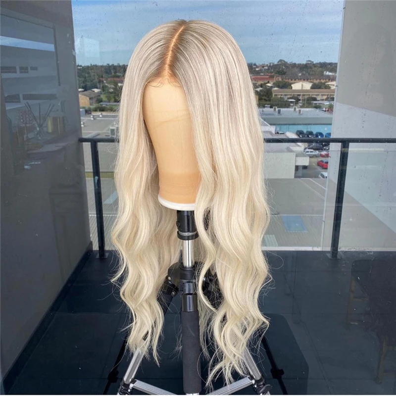 

Brazilian Wig Human Hair Full Lace Wigs for Women HD Lace Frontal Wigs ASh Brown Roots Platinum Blonde 60# Colored Pre Plucked