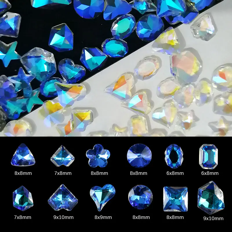 

Прозрачные стразы для дизайна ногтей смешанной формы, 30/100 шт., блестящие камни для ногтей, 3D Стразы, очаровательные стеклянные драгоценные к...