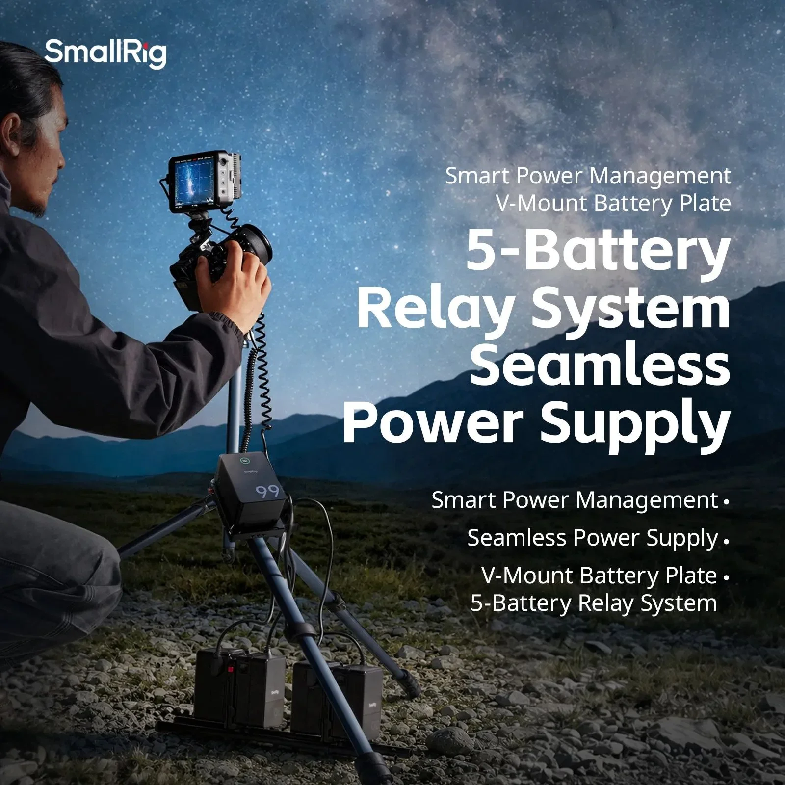 Фото Интеллектуальная V-образная пластина SmallRig для управления несколькими аккумуляторами: бесшовная замена, постоянное питание для профессиональных камер №2