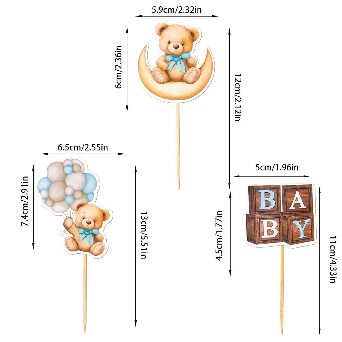 12/24 шт. розовые синие воздушные шары в виде медведя топперы для капкейка