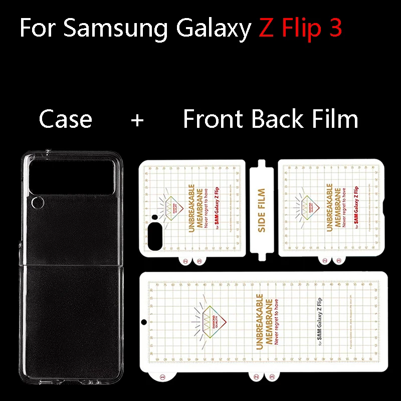

5 In 1 Case Front Back Film for Samsung Galaxy Z Flip 3 Soft Film Screen Protector Transparent Case for Samsung Galaxy Z Flip3