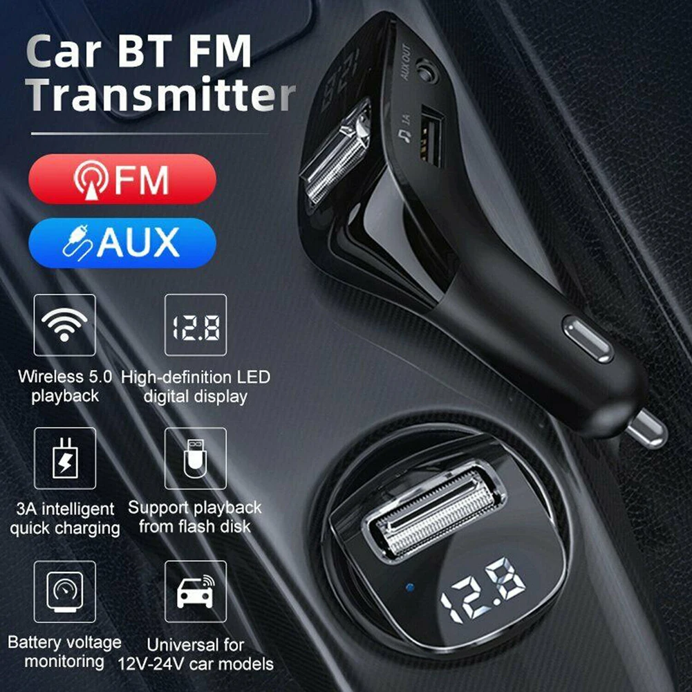 Dual Ports Car FM Transmitter With Wireless Bluetooth Portable Charger Adapter 2 USB Ports Calling Support Car Auto Accessories