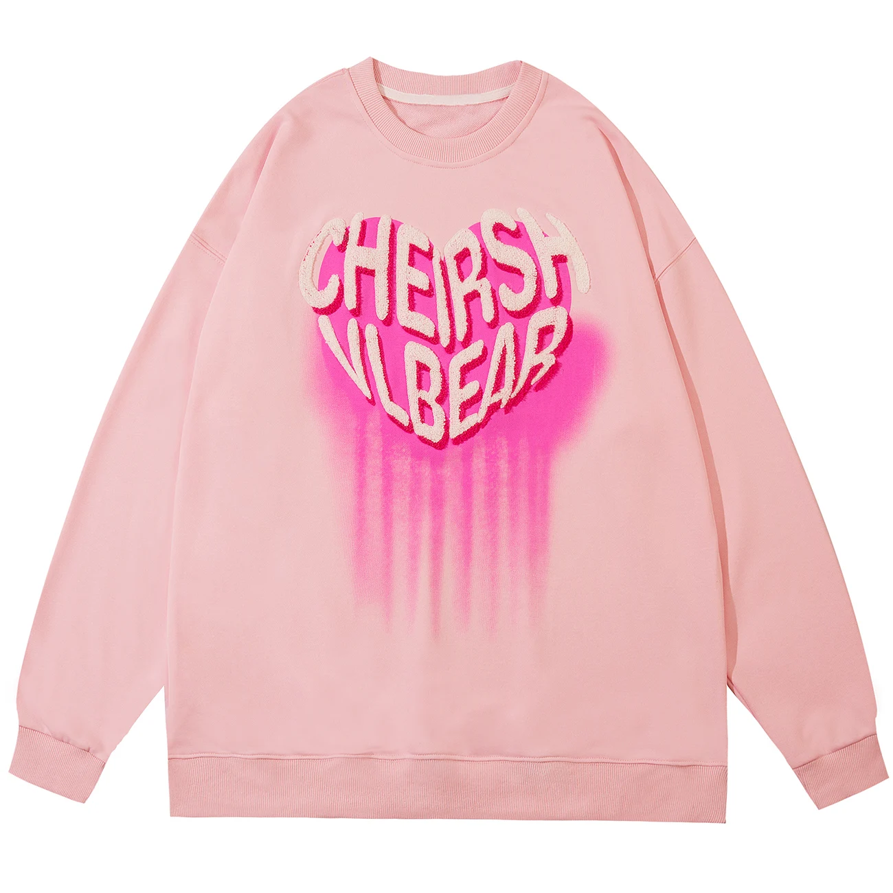 

LACIBLE Spring Pullover Men Women Harajuku Love Letter Embroidered Crewneck Sweatshirts Streetwear Hip Hop Casual Loose Tops