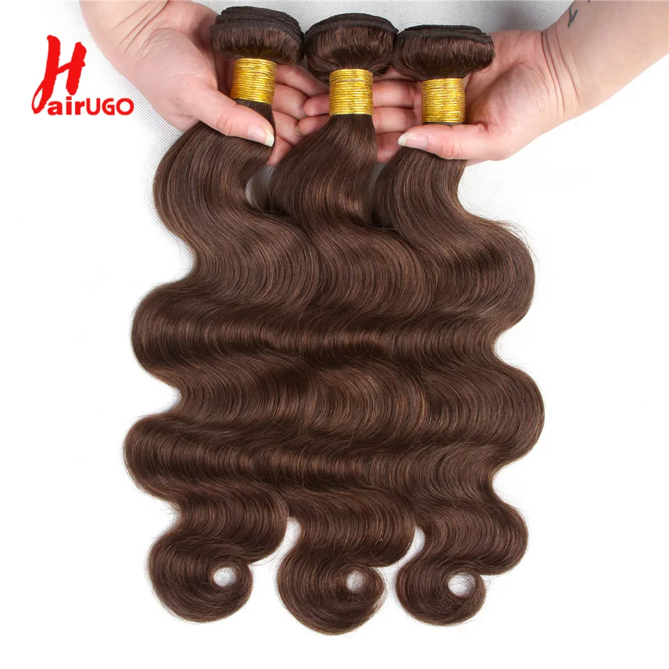 Harugo-extensiones de cabello humano ondulado, mechones de pelo brasileño, marrón, Remy, Chocolate, 2 #4