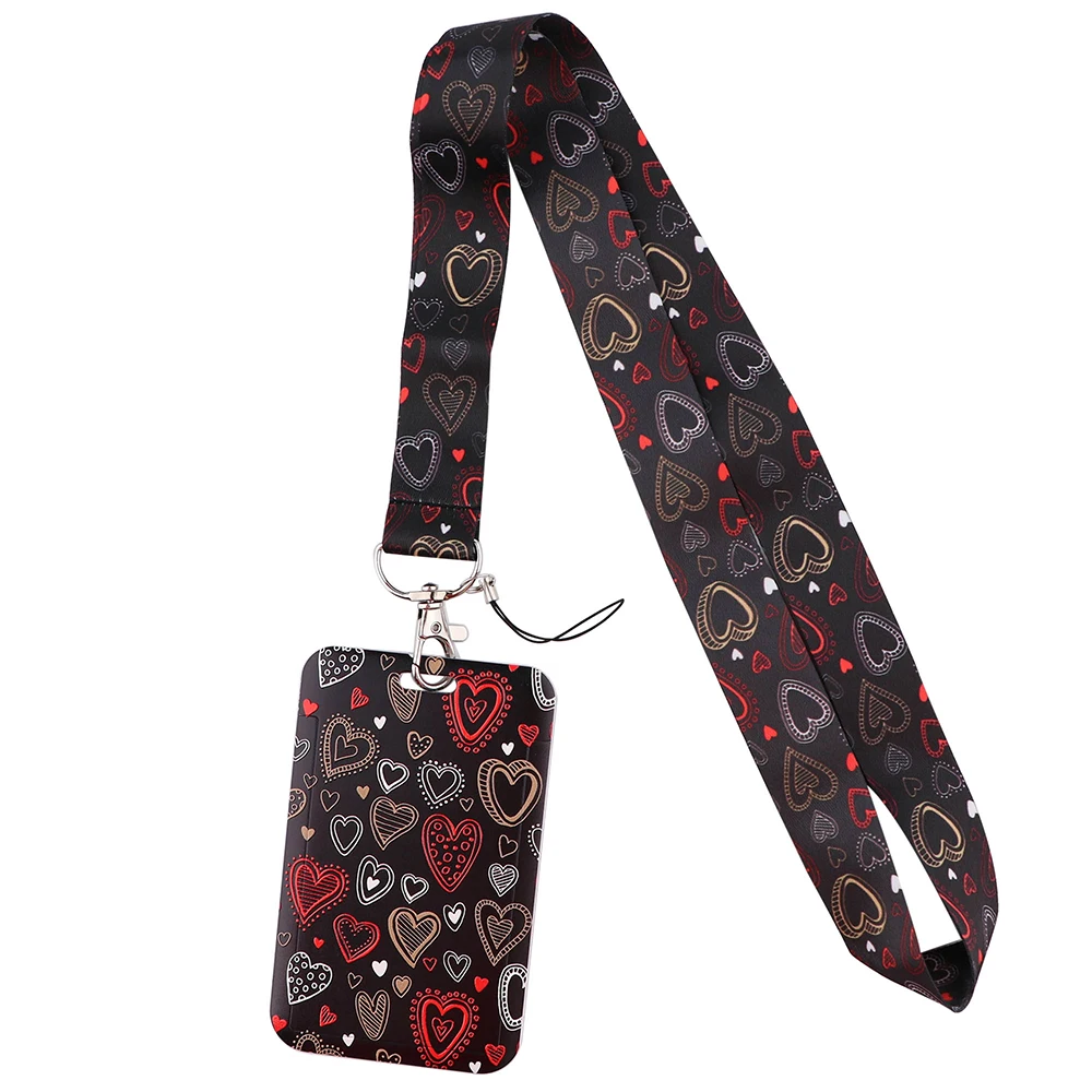 

Heart Beautiful Lanyards For Keys Chain ID Credit Card Cover Pass Mobile Phone Charm Neck Straps Badge Holder Accessories Gifts