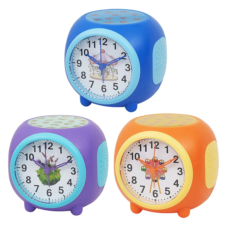 

Mute Sound Clock Home Decor Night Light Small Alarm Clock Colorful Pattern Projection Projection Music Natural Ringtones