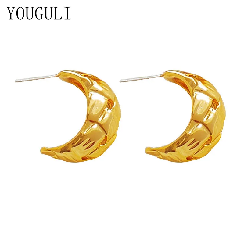 

S925 needle Fashion Jewelry Plaid Metal Earrings 2022 New Trend Simply Golden Plating Drop Earrings For Celebration Gifts