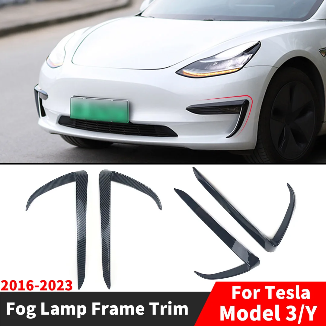 

New Style Front Fog Lamp Light Eyebrow Frame Wind Blade Splitter Air Dam For Tesla Model Y 3 2016-2023 Tuning Accessories Trim