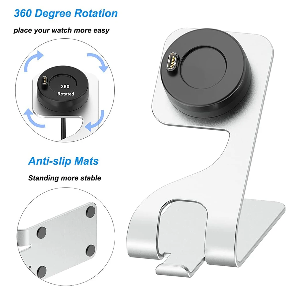 portable charger aluminum alloy smartwatch charging dock stand station travel electronics adaptor accessory silver free global shipping