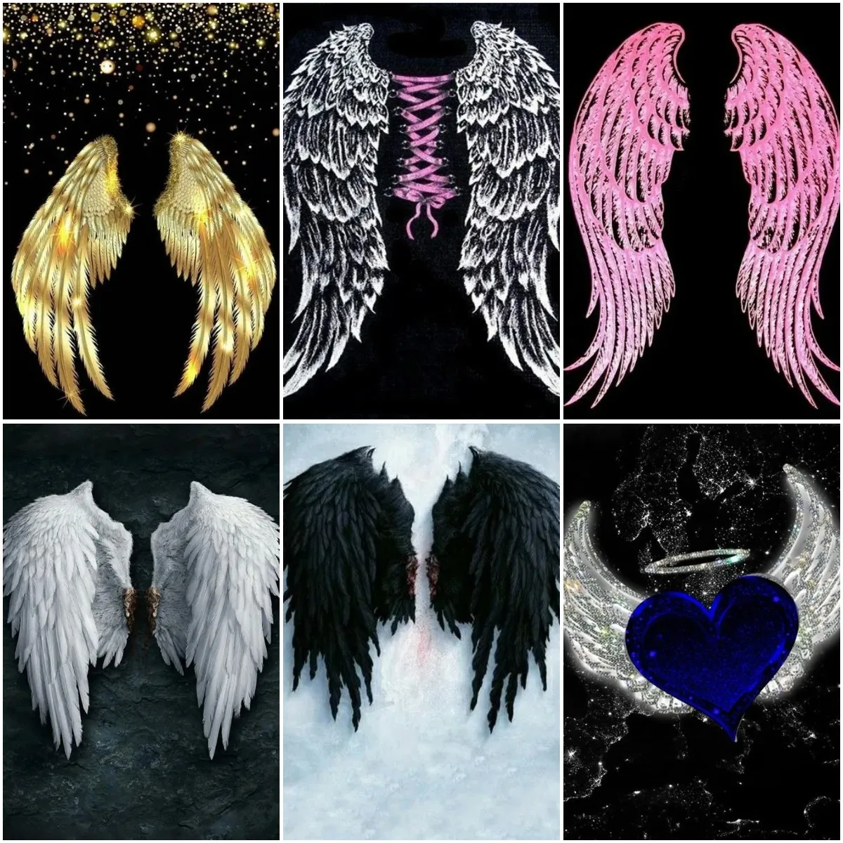 

DIY 5D Diamond Painting Set, White Angel Wings, Full Round Diamond Art, Beginner Crystal Cross Embroidery, Wall Decoration