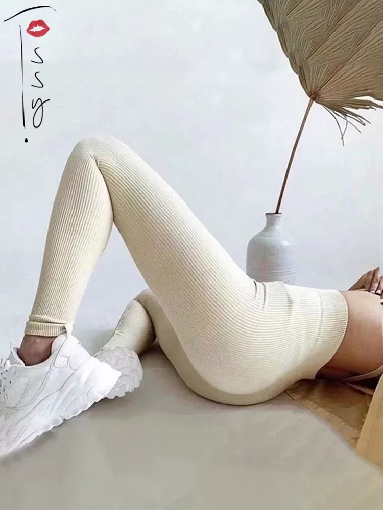 

Tossy Ribbed Yoga Leggings Sports Tights Women Seamless Knit Yoga Pants White Femme Gym Leggings Skinny Workout Fitness Push Up