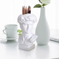 1pcs creative portrait vase nordic styles david human head statues resin makeup brush holder vase home decoration