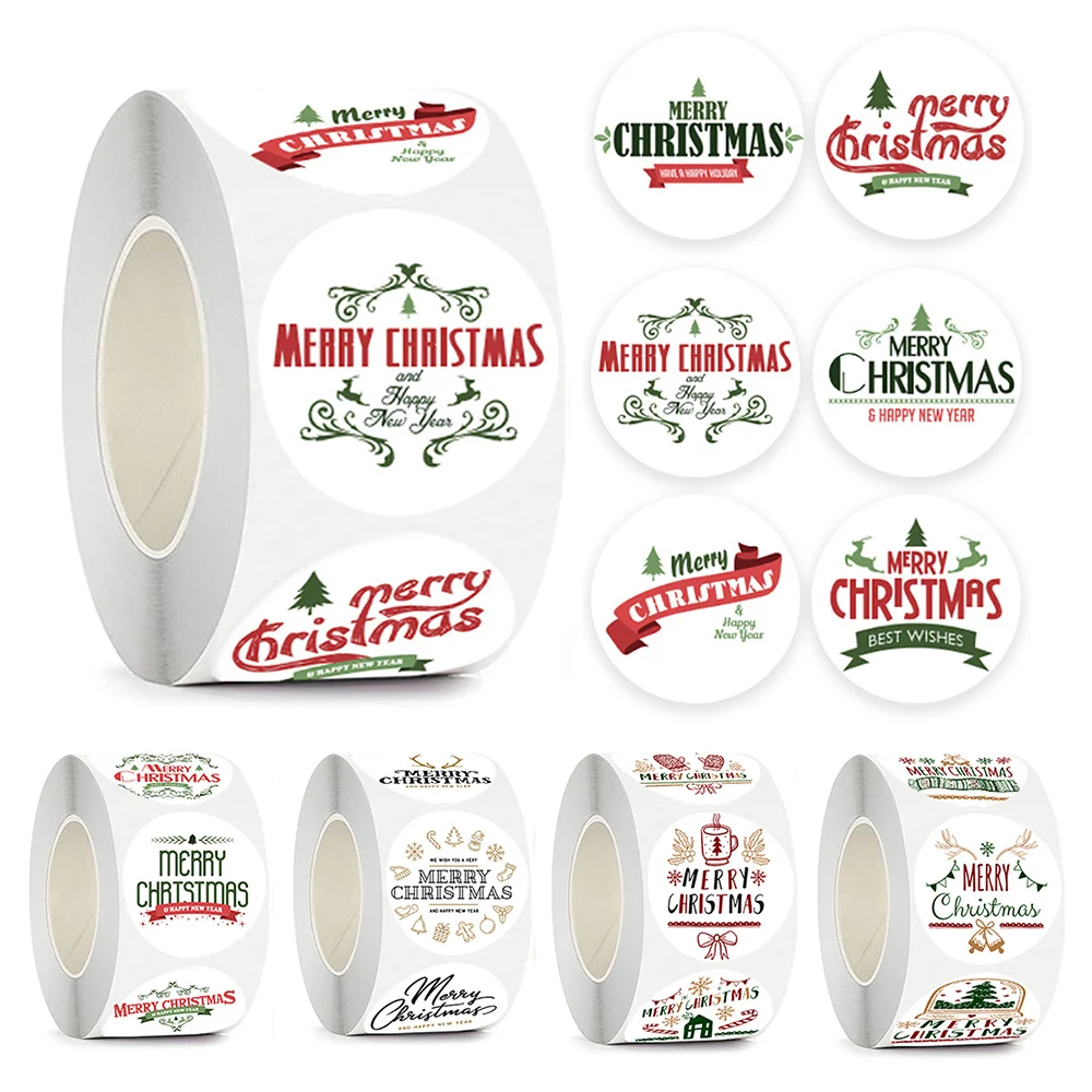 

500 шт. Новогодняя наклейка, Рождественская елка, лось, пакет для конфет, герметичная наклейка, Рождественская Подарочная коробка, этикетка, наклейка, 1 дюйм/2,5 см
