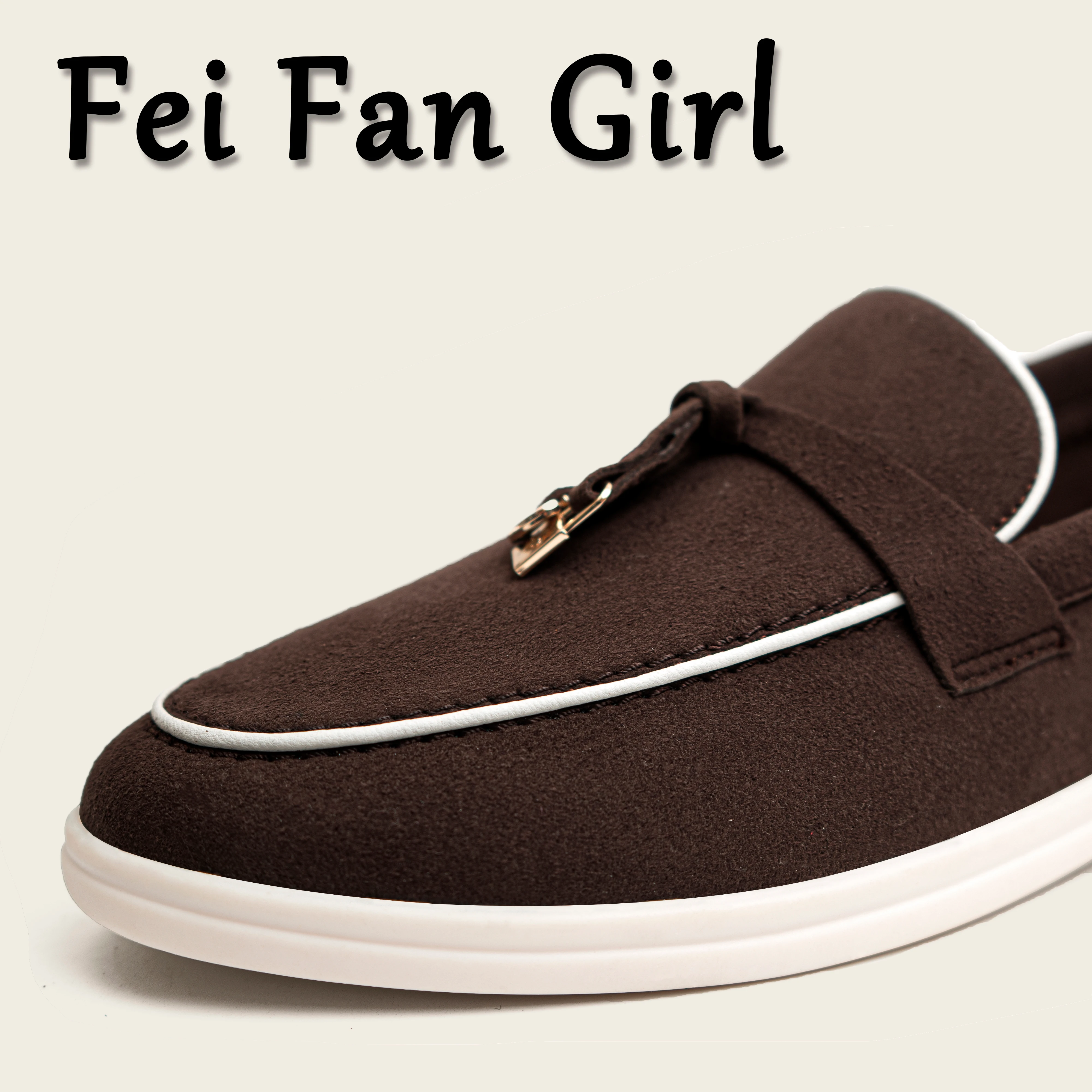 Genuine Leather Loafers Women Flat Shoes Khaki Casual Moccasin Shoes Leather Tassel Metal Lock Lazy Slip on Mules