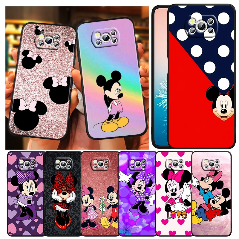 

Anime Cute Mickey Mouse Phone Case For Xiaomi Mi Poco X5 X4 X3 NFC F4 F3 GT M5 M5s M4 M3 Pro C55 C50 C40 5G Black TPU Cover