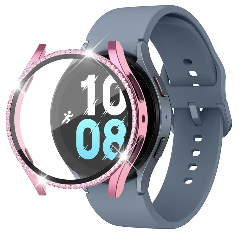 

Чехол для защиты экрана для Samsung Galaxy Watch 4/5 шт., универсальный противоударный бампер, стекло + чехол с блестящими бриллиантами, экран 40 44 мм
