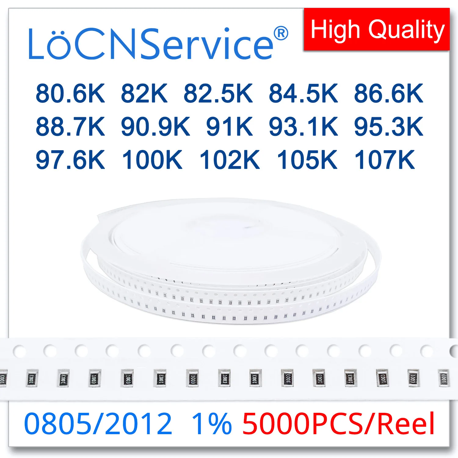 

LoCNService 0805 1% 5000PCS 80.6K 82K 82.5K 84.5K 86.6K 88.7K 90.9K 91K 93.1K 95.3K 97.6K 100K 102K 105K 107K 2012 Resistor OHM