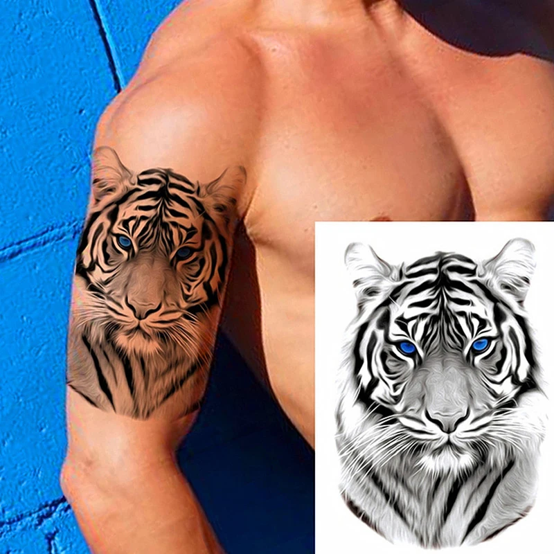 

Новая стильная тату-наклейка Тигр Лев волк животные половина Руки Временные водостойкие Переводные татуировки для женщин мужчин тату