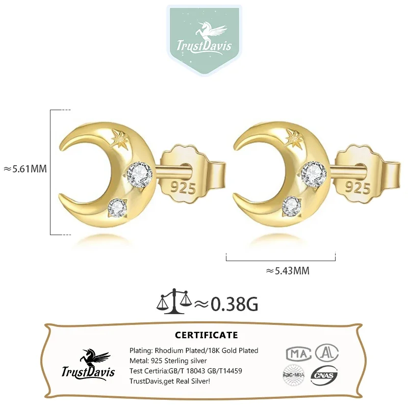 Женские серьги-гвоздики из серебра 925 пробы с цирконом