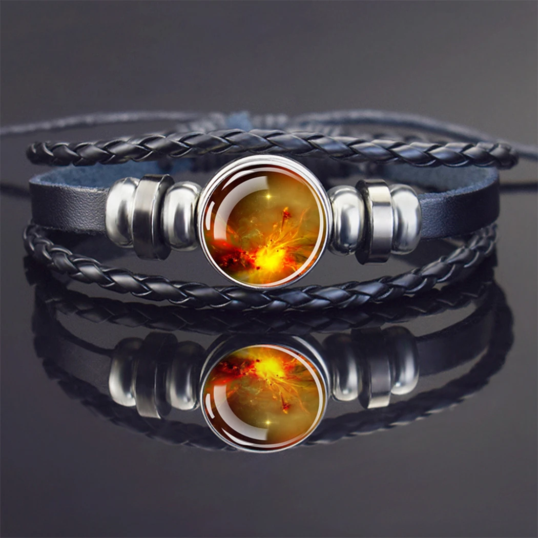 Браслет с изображением Галактики туманности космической планеты космоса черный