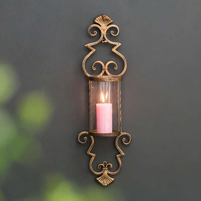 Candle Metal Gold Retro Wall Candle Holders Nordic Candlestick Wedding Bougeoir Tea Light Holder Fc173