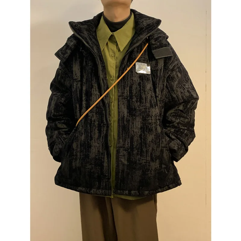 Winter Jacket Men Warm Fashion Black Beige Thicken Jacket Men Streetwear Korean Loose Thick Short Coat Mens Oversize Clothes