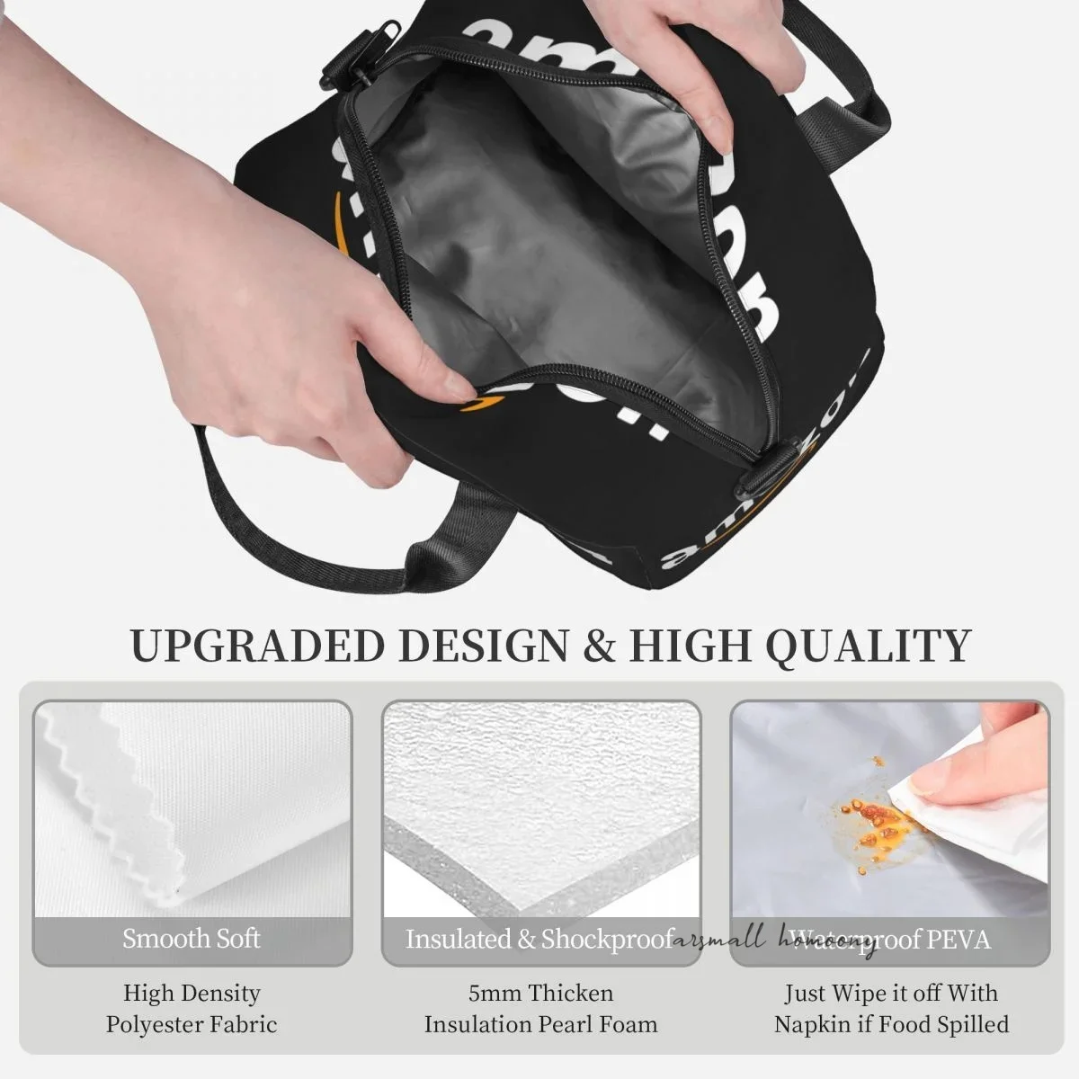 Сумка для ланча с логотипом Amazon женщин портативная термоизолированная коробка