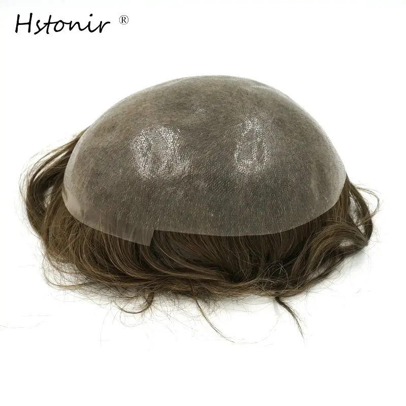 

Hstonir Full PU Vloop Thin Skin Toupee Indian Remy Hair 100% Pure Handmade Mens Hair Systems H080