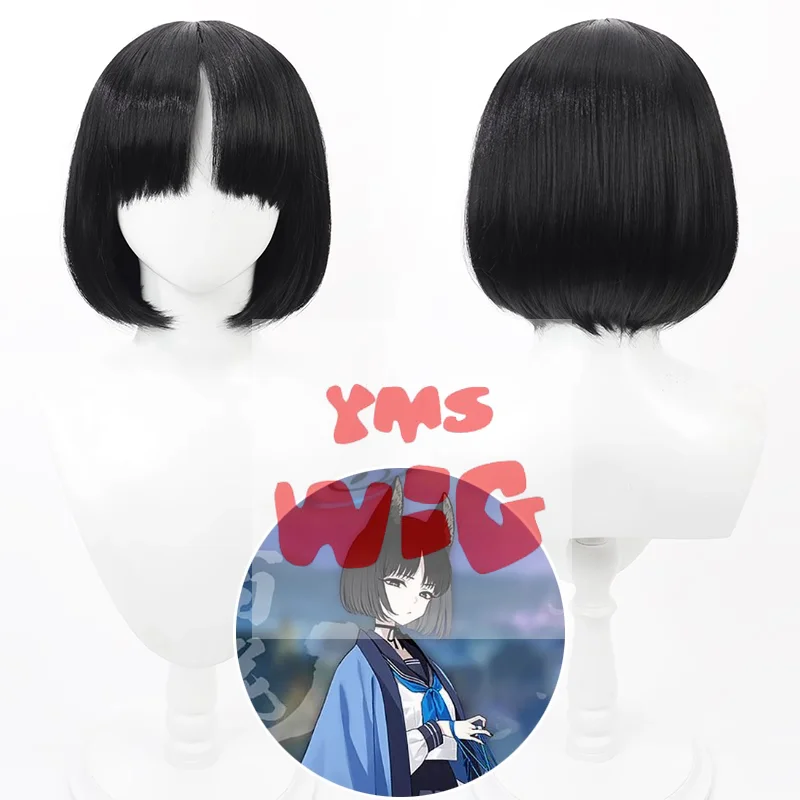 Синий архив Kiryu Kikyou парик для косплея короткие черные термостойкие синтетические