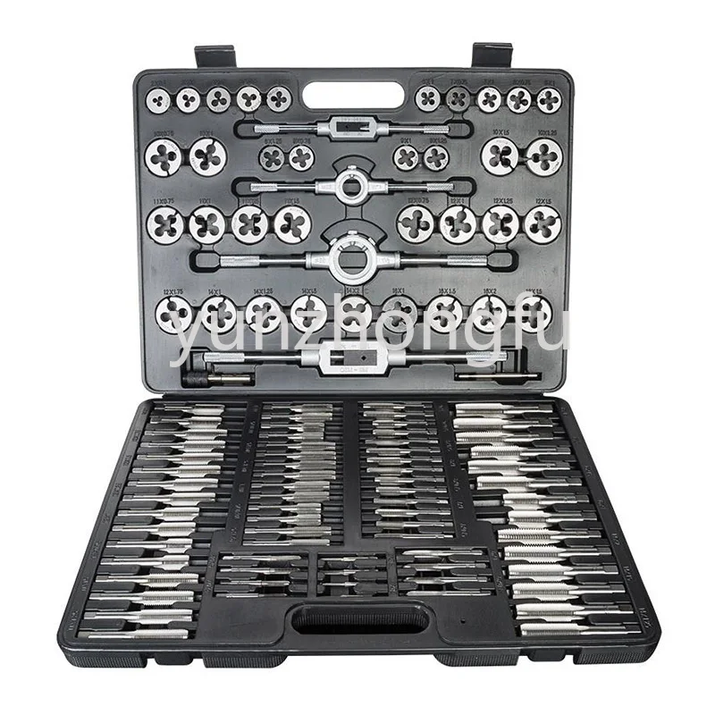 

110Pcs Tap and Die Set Tungsten Steel Titanium Tap and Die Combination Set For Cutting External & Internal Threads