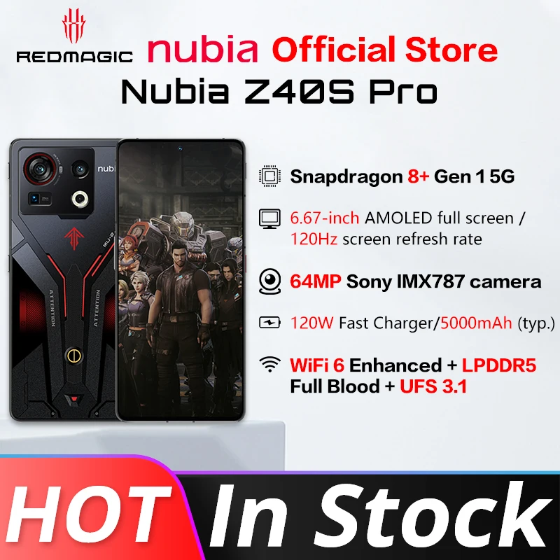 Original Nubia Z40s Pro 5G SmartPhone 6.67 inch 144Hz Screen Snapdragon Gen 8+ Octa Core 50MP Triple Camera 80W/120W QuickCharge