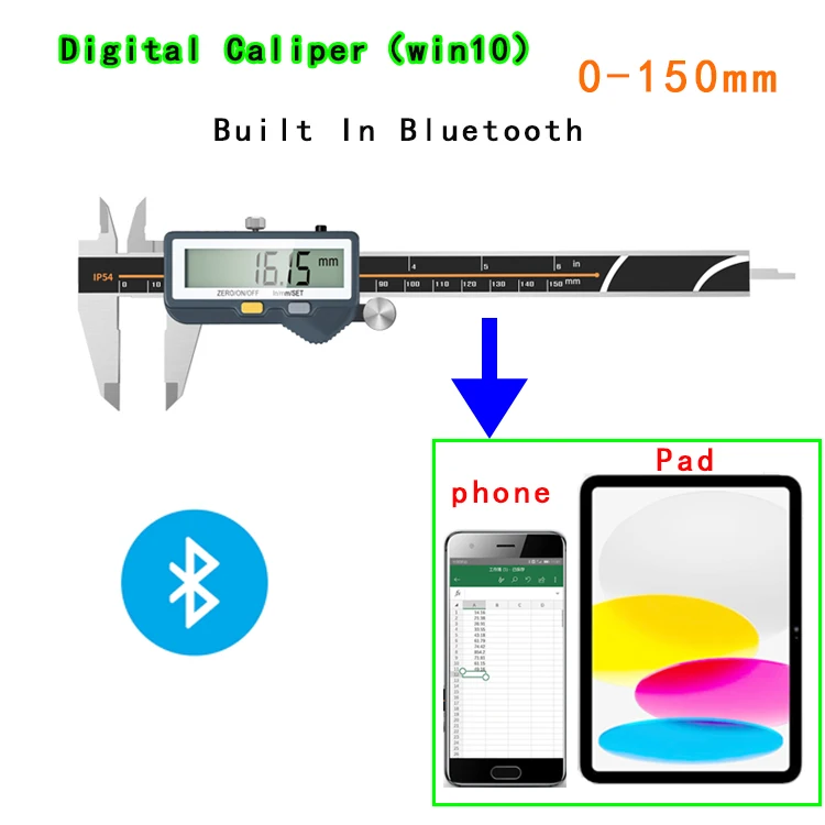 

Цифровой штангенциркуль со встроенным Bluetooth для беспроводной передачи, Электронный штангенциркуль для измерения внешнего диаметра, внутреннего диаметра мм