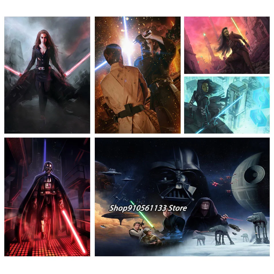 Алмазная живопись Звездные войны лазерный меч рыцарь джедая полный квадрат 5D