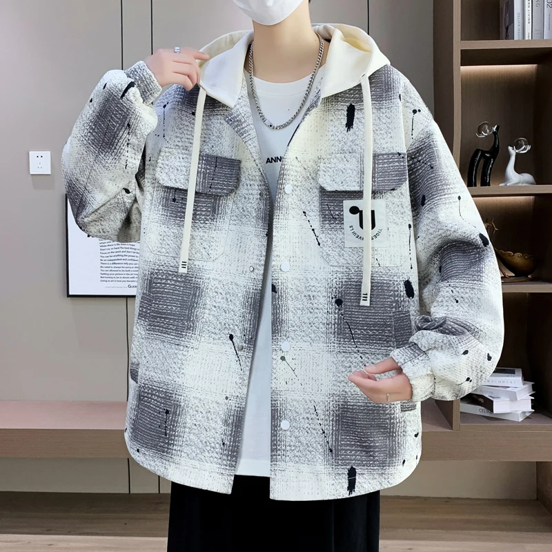 Ветровка мужская с капюшоном модная короткая простая куртка для отдыха на