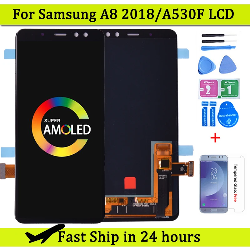 

Super Amoled For SAMSUNG GALAXY A8 2018 A530 A530F LCD Display Touch Screen Digitizer Assembly A8 2018 Duos LCD A530F/DS