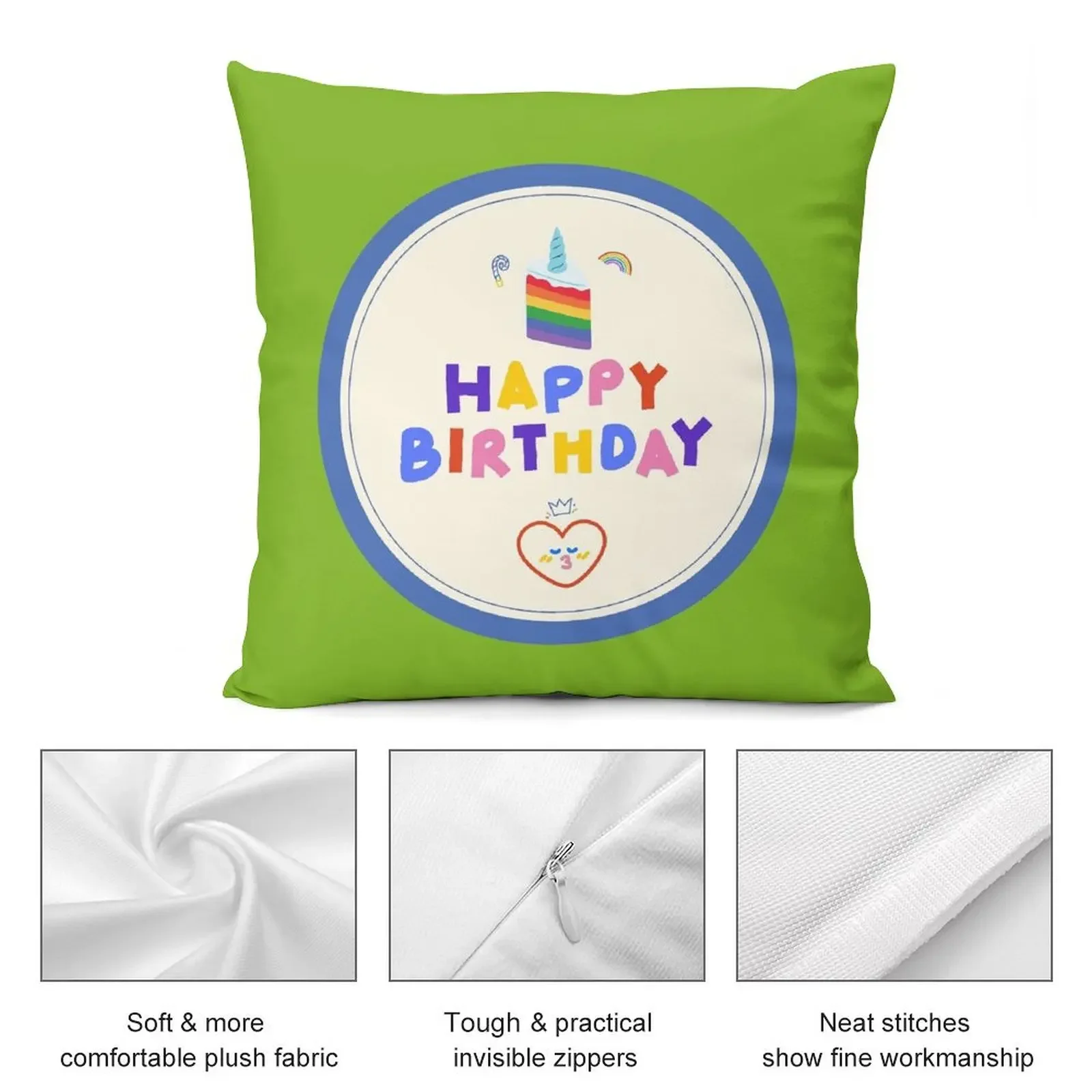 Сине-кремовая красочная декоративная подушка с днем рождения рождественские